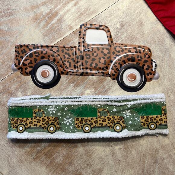 Other Store Other - Leopard animal print Christmas truck and  Christmas ribbon
